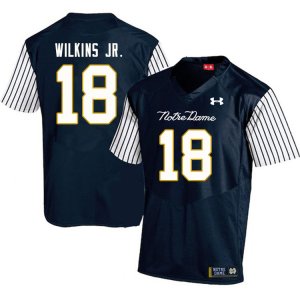 Notre Dame Fighting Irish Men's Joe Wilkins Jr. #18 Navy Under Armour Alternate Authentic Stitched College NCAA Football Jersey IKN7599JW